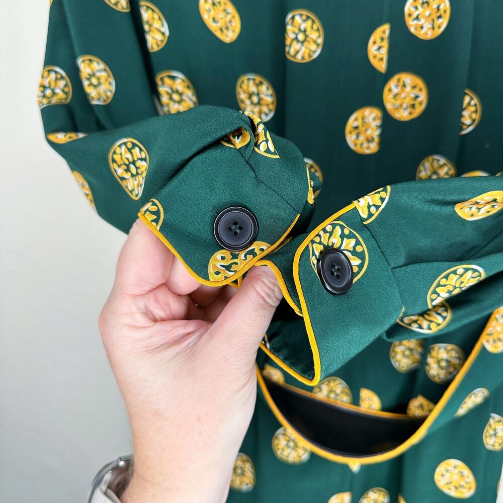 Vintage Leslie Fay Long Sleeve Printed Belted Faux Wrap Midi Dress 4 Petite - Picture 8 of 16